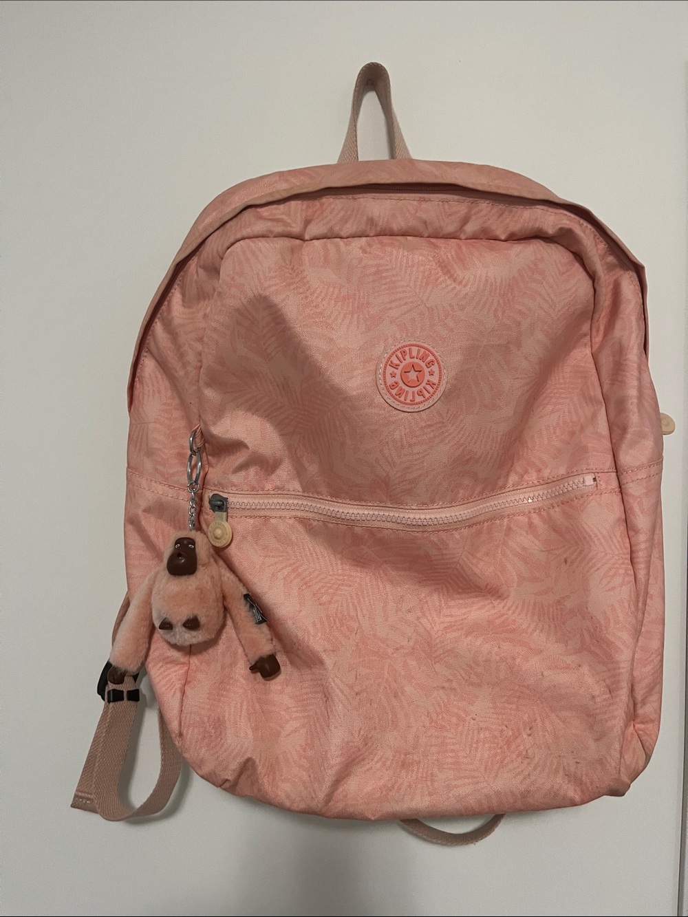 Kipling Blush Pink Backpack with Monkey Charm